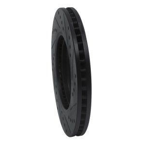 Nissan Frontier Brake Rotor (1) - Front Left - R1 Concepts - Drilled & Slotted - Black - `05-`21